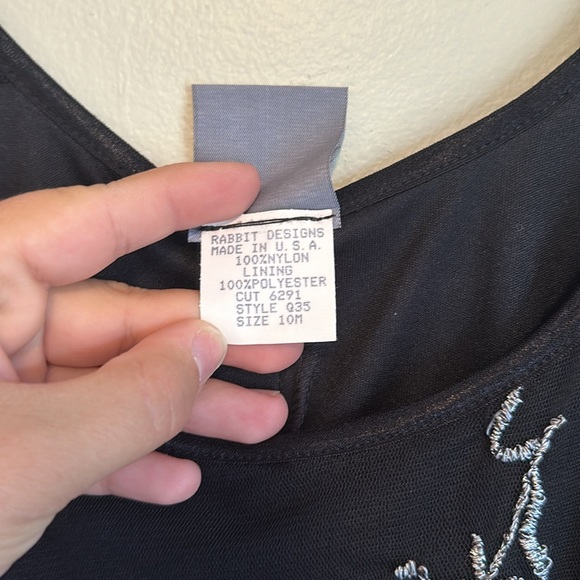 Short sleeved metallic embroidered vintage dress - Picture 6 of 7